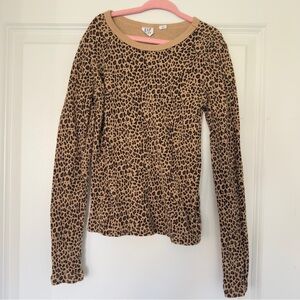 GAP Beige Leopard Print Knit Long Sleeve Top Girls Medium